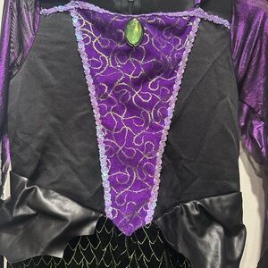 Purple and Black Kids Halloween Costume Disney malificient mermaid shape